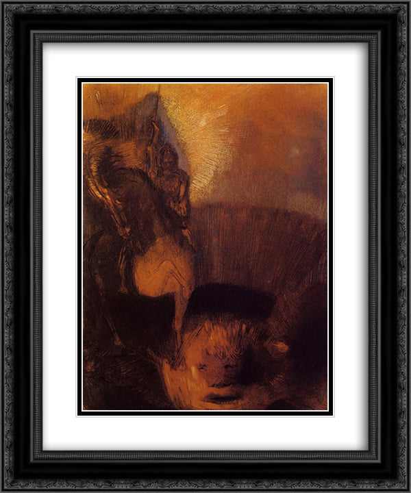 Saint George 20x24 Black Ornate Wood Framed Art Print Poster with Double Matting by Redon, Odilon