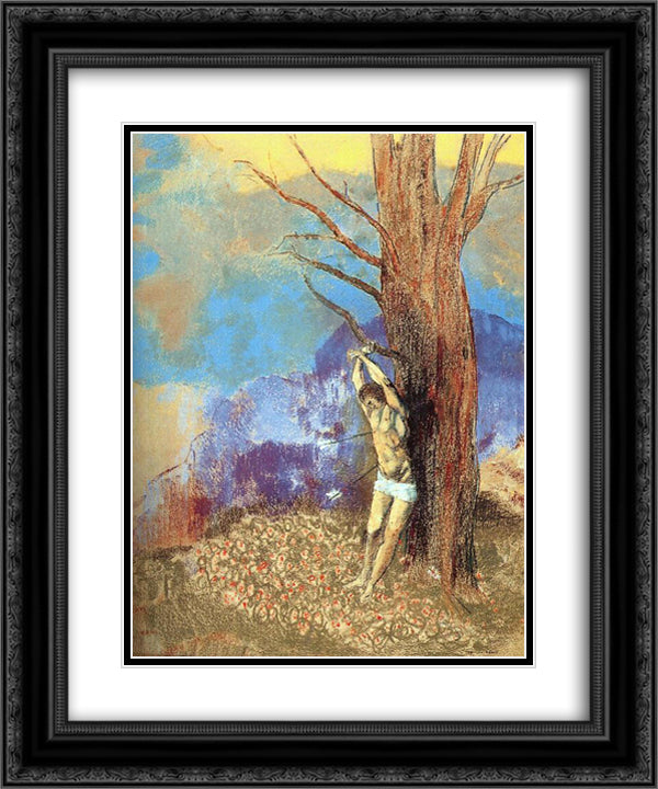 Saint Sebastian 20x24 Black Ornate Wood Framed Art Print Poster with Double Matting by Redon, Odilon
