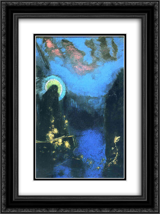 The Boat (Virgin with Corona) 18x24 Black Ornate Wood Framed Art Print Poster with Double Matting by Redon, Odilon