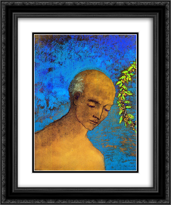The Crown 20x24 Black Ornate Wood Framed Art Print Poster with Double Matting by Redon, Odilon