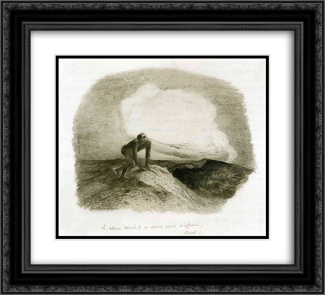 The eternal silence of these infinite spaces frightens me 22x20 Black Ornate Wood Framed Art Print Poster with Double Matting by Redon, Odilon