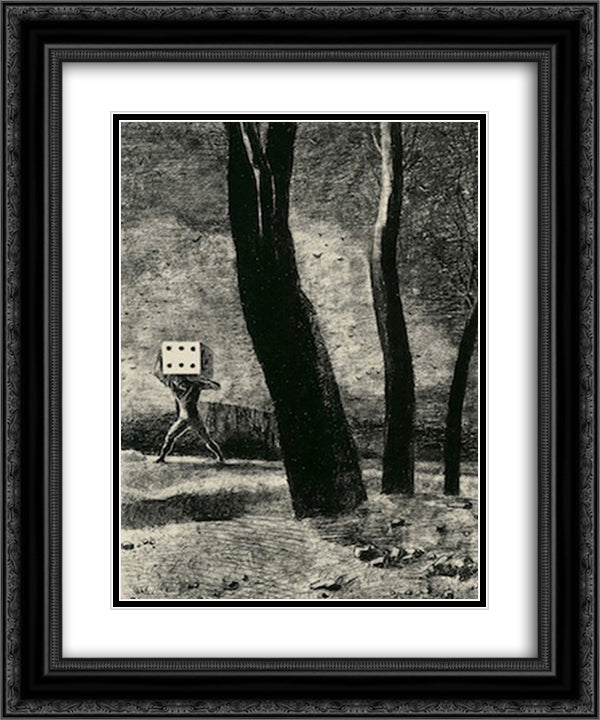 The Gambler 20x24 Black Ornate Wood Framed Art Print Poster with Double Matting by Redon, Odilon