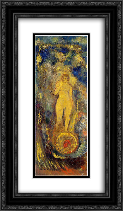 The Wheel of Fortune 14x24 Black Ornate Wood Framed Art Print Poster with Double Matting by Redon, Odilon