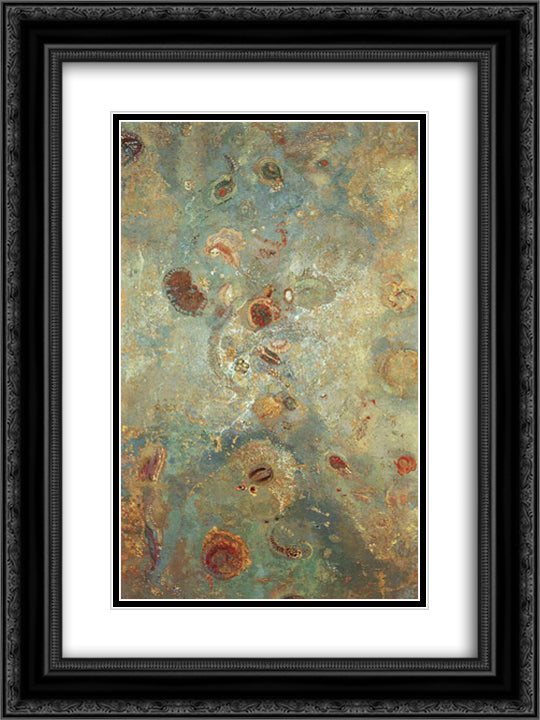 Underwater Vision 18x24 Black Ornate Wood Framed Art Print Poster with Double Matting by Redon, Odilon