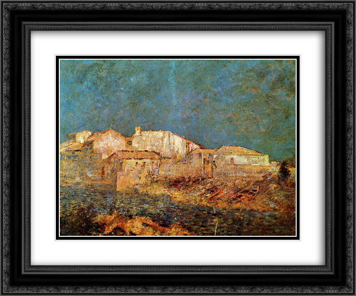 Venetian Landscape 24x20 Black Ornate Wood Framed Art Print Poster with Double Matting by Redon, Odilon