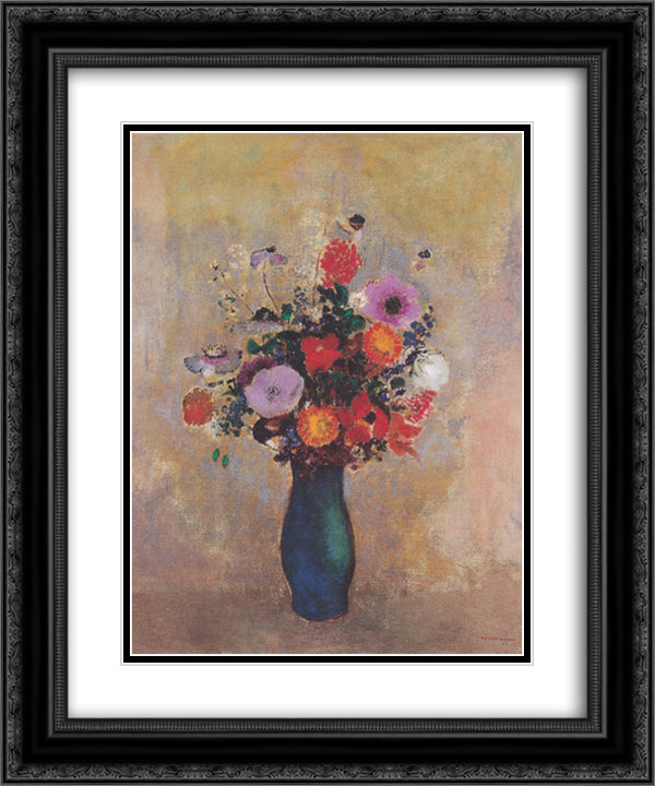 Wildflowers 20x24 Black Ornate Wood Framed Art Print Poster with Double Matting by Redon, Odilon