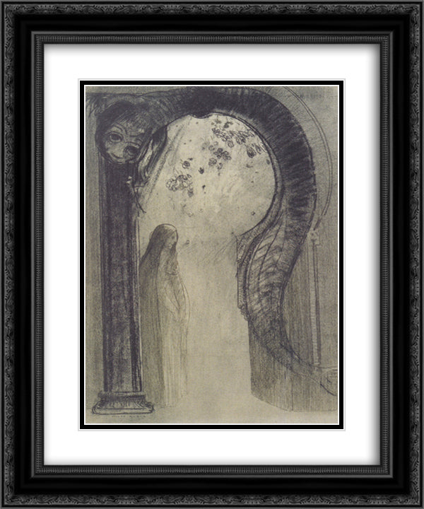 Woman and Serpent 20x24 Black Ornate Wood Framed Art Print Poster with Double Matting by Redon, Odilon