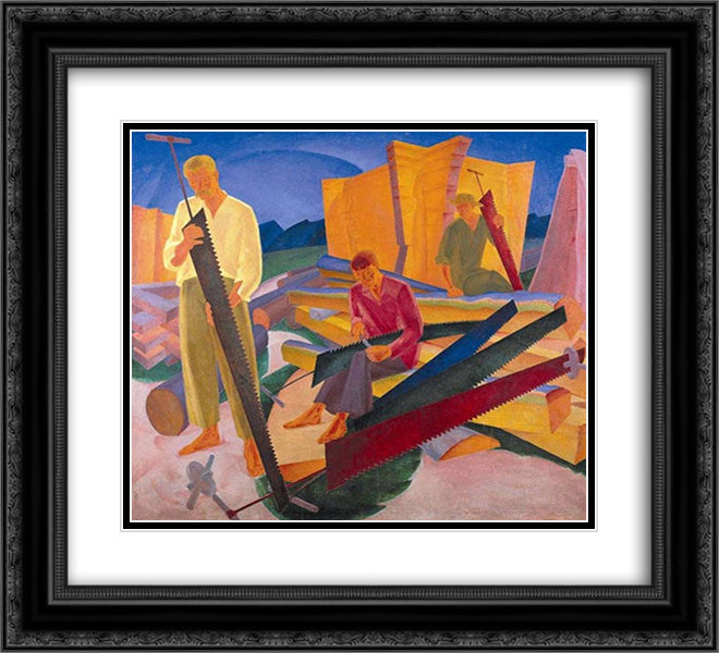 Tuning saws 22x20 Black Ornate Wood Framed Art Print Poster with Double Matting by Bogomazov, Oleksandr