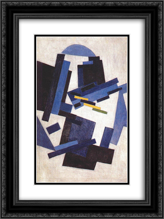 Abstract Composition 18x24 Black Ornate Wood Framed Art Print Poster with Double Matting by Rozanova, Olga