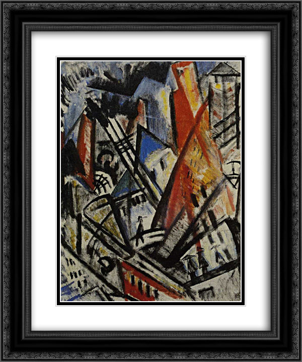 City 20x24 Black Ornate Wood Framed Art Print Poster with Double Matting by Rozanova, Olga