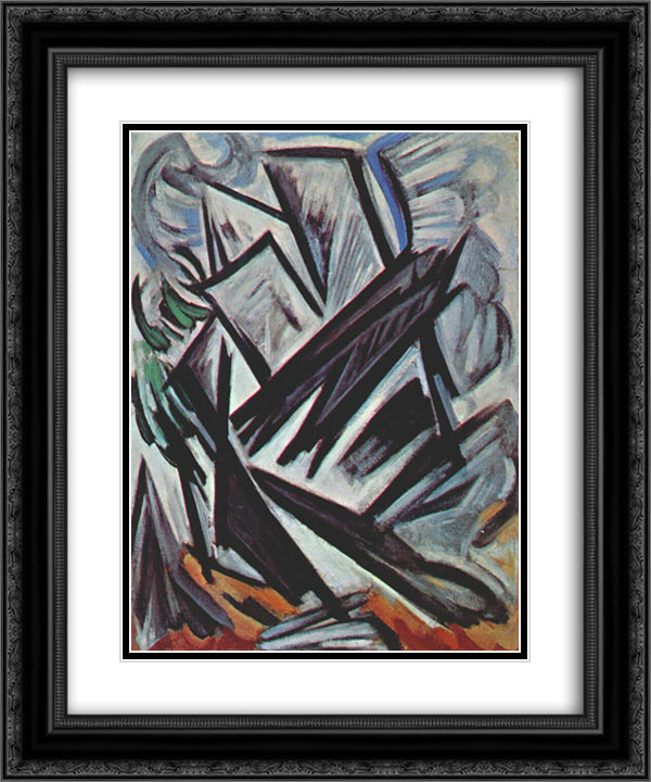 Directional lines 20x24 Black Ornate Wood Framed Art Print Poster with Double Matting by Rozanova, Olga