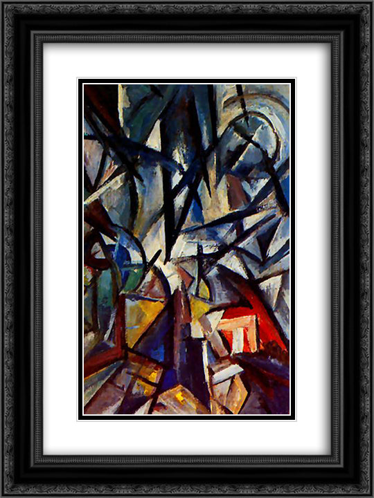 Disjunction of forms 18x24 Black Ornate Wood Framed Art Print Poster with Double Matting by Rozanova, Olga
