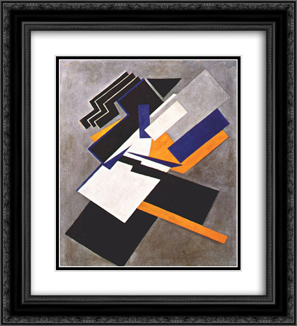Non-Objective Composition (Suprematism) 20x22 Black Ornate Wood Framed Art Print Poster with Double Matting by Rozanova, Olga