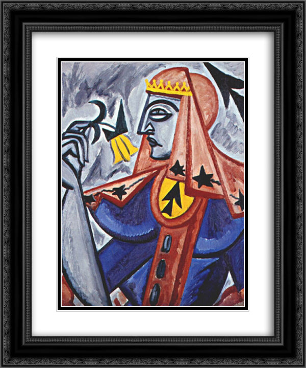 Queen of spades 20x24 Black Ornate Wood Framed Art Print Poster with Double Matting by Rozanova, Olga