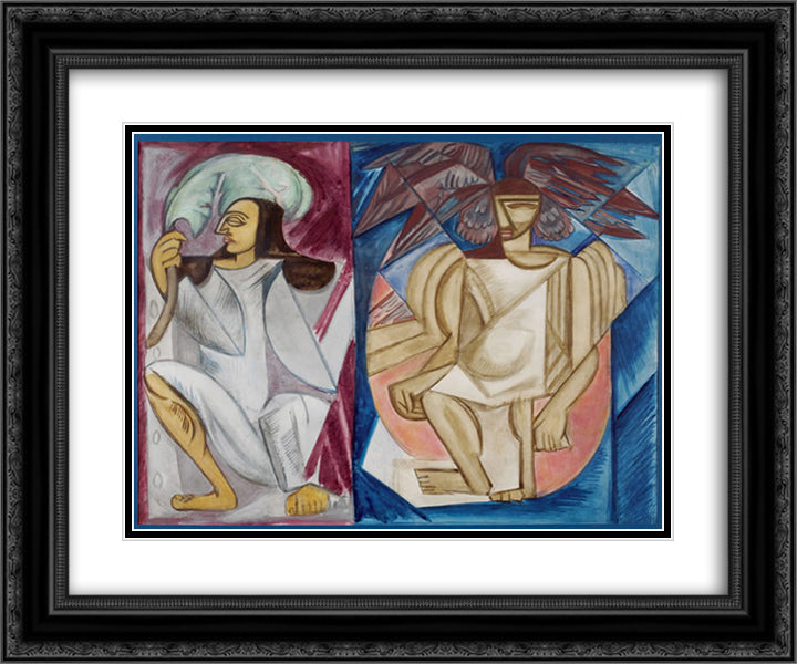 Scetch of the Composition 24x20 Black Ornate Wood Framed Art Print Poster with Double Matting by Rozanova, Olga