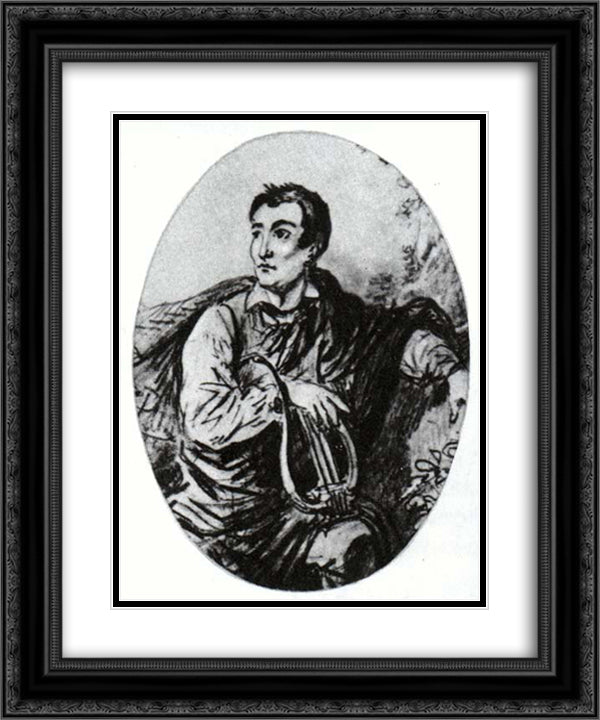 Adam Mickiewicz 20x24 Black Ornate Wood Framed Art Print Poster with Double Matting by Kiprensky, Orest
