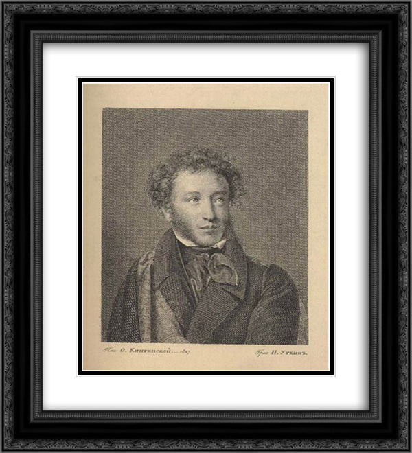 Alexander Pushkin 20x22 Black Ornate Wood Framed Art Print Poster with Double Matting by Kiprensky, Orest