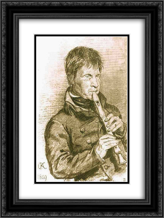 Blind musician 18x24 Black Ornate Wood Framed Art Print Poster with Double Matting by Kiprensky, Orest
