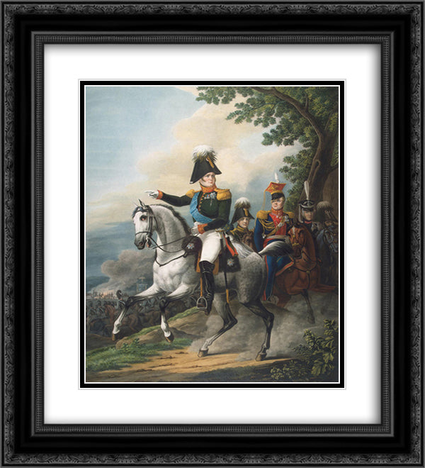 Equestrian portrait of Alexander I 20x22 Black Ornate Wood Framed Art Print Poster with Double Matting by Kiprensky, Orest