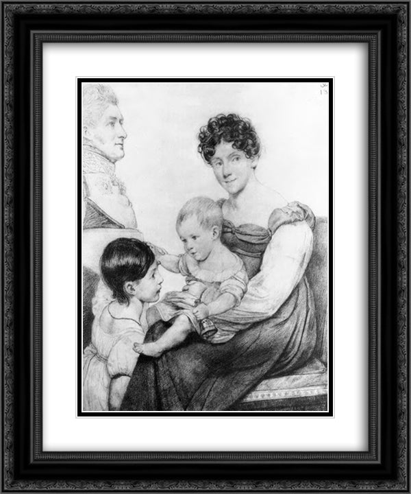Family portrait 20x24 Black Ornate Wood Framed Art Print Poster with Double Matting by Kiprensky, Orest