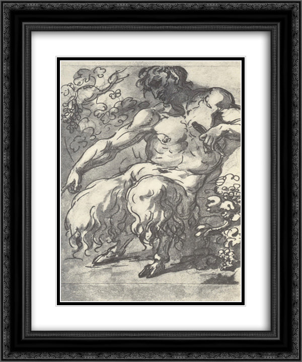 Faun with a pipe 20x24 Black Ornate Wood Framed Art Print Poster with Double Matting by Kiprensky, Orest