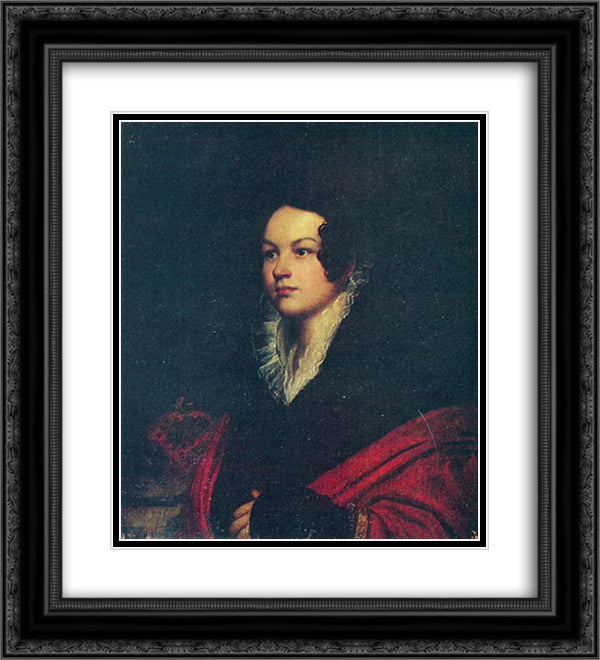 Female portrait 20x22 Black Ornate Wood Framed Art Print Poster with Double Matting by Kiprensky, Orest
