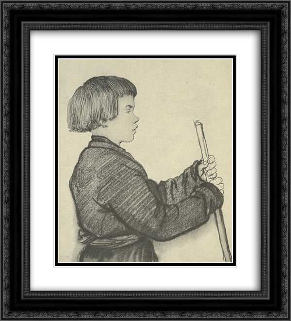 Peasant boy Moska 20x22 Black Ornate Wood Framed Art Print Poster with Double Matting by Kiprensky, Orest