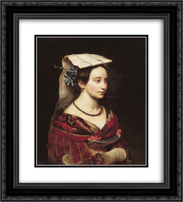 Portrait of A. O. Smirnova 20x22 Black Ornate Wood Framed Art Print Poster with Double Matting by Kiprensky, Orest