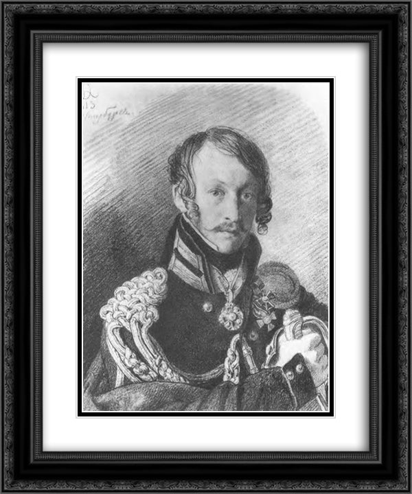 Portrait of A. P. Lansky 20x24 Black Ornate Wood Framed Art Print Poster with Double Matting by Kiprensky, Orest