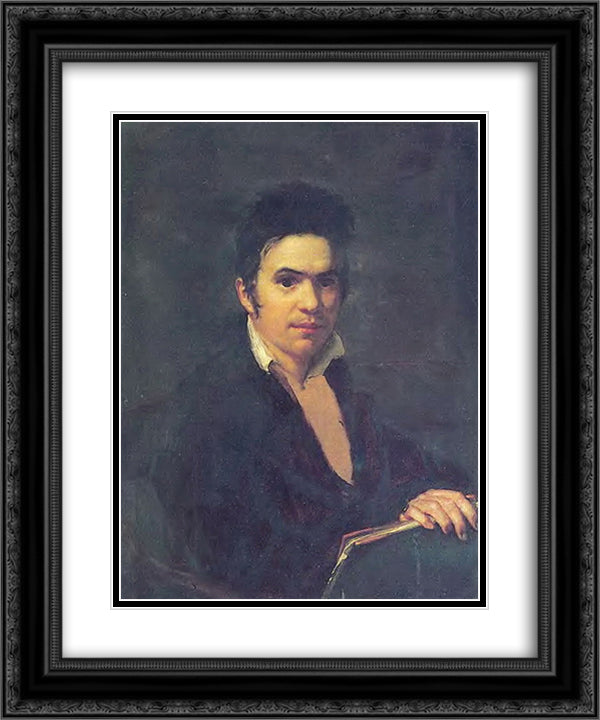 Portrait of A. Schwalbe 20x24 Black Ornate Wood Framed Art Print Poster with Double Matting by Kiprensky, Orest