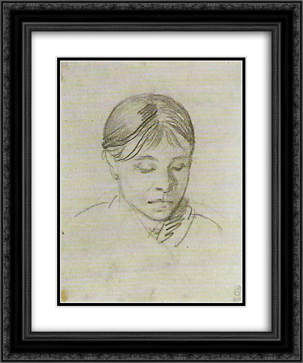 Portrait of a sister (Anna Schwalbe) 20x24 Black Ornate Wood Framed Art Print Poster with Double Matting by Kiprensky, Orest