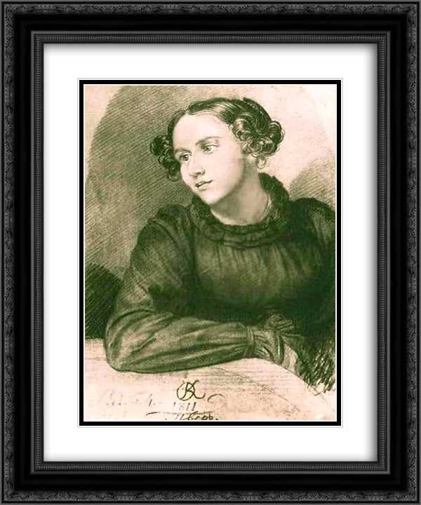 Portrait of an unknown woman 20x24 Black Ornate Wood Framed Art Print Poster with Double Matting by Kiprensky, Orest