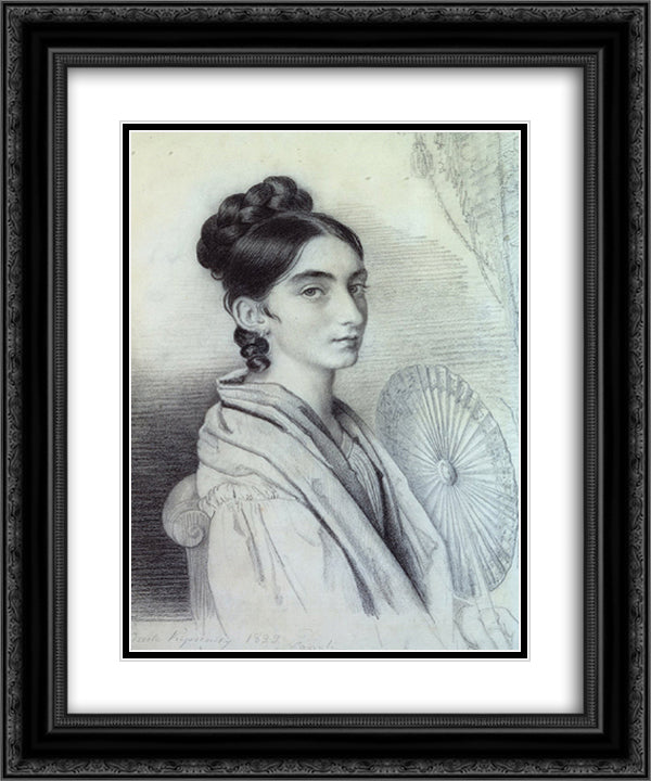 Portrait of Countess Sophia Alexandrovna Golenischev-Kutuzova 20x24 Black Ornate Wood Framed Art Print Poster with Double Matting by Kiprensky, Orest