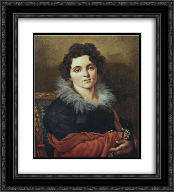 Portrait of Darya Nikolaevna Chvostova 20x22 Black Ornate Wood Framed Art Print Poster with Double Matting by Kiprensky, Orest