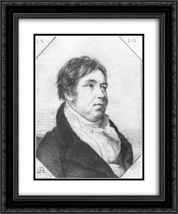 Portrait of Ivan Krylov 20x24 Black Ornate Wood Framed Art Print Poster with Double Matting by Kiprensky, Orest