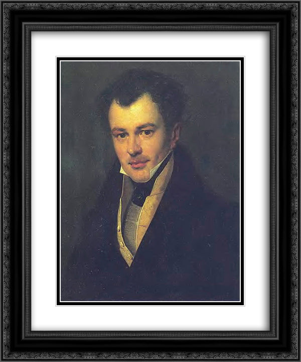 Portrait of M.M.Cherkasov 20x24 Black Ornate Wood Framed Art Print Poster with Double Matting by Kiprensky, Orest