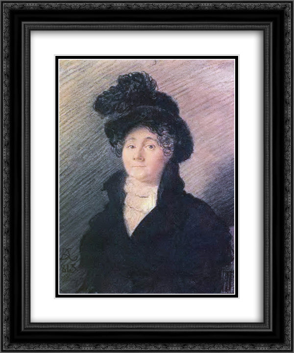Portrait of Mrs. Vallo 20x24 Black Ornate Wood Framed Art Print Poster with Double Matting by Kiprensky, Orest