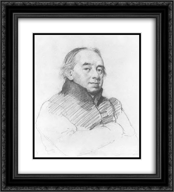 Portrait of the Abbot Skarpellini 20x22 Black Ornate Wood Framed Art Print Poster with Double Matting by Kiprensky, Orest