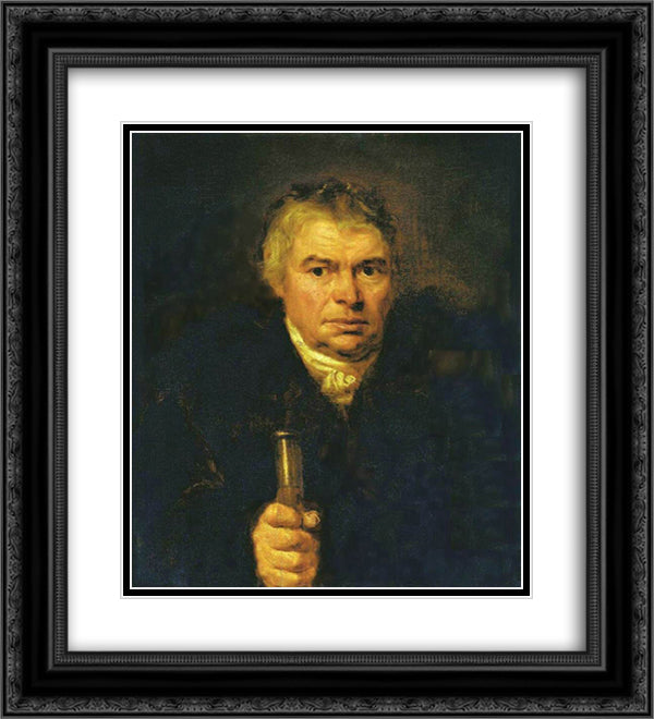 Portrait of the artist's father, Adam Karlovich Schwalbe 20x22 Black Ornate Wood Framed Art Print Poster with Double Matting by Kiprensky, Orest