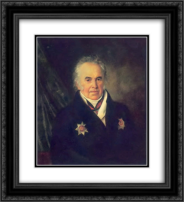 Portrait of V. S. Sheremetev 20x22 Black Ornate Wood Framed Art Print Poster with Double Matting by Kiprensky, Orest