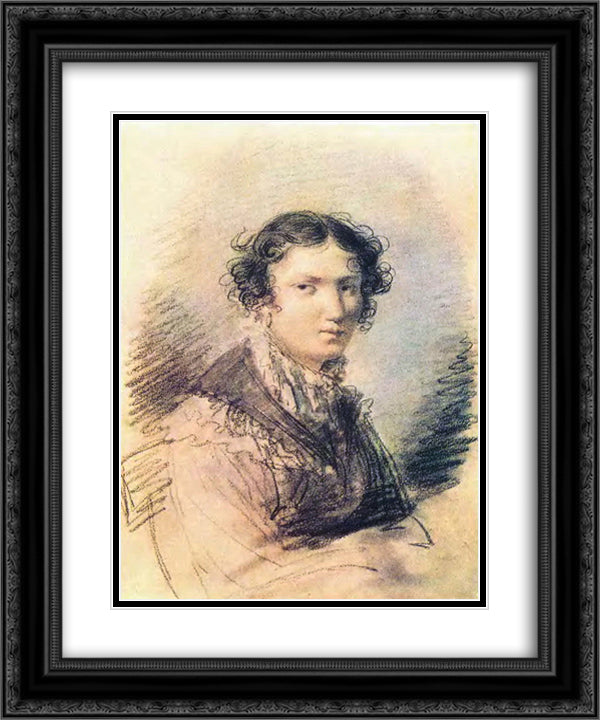 Portrait of Varvara Andreyevna Tomilova 20x24 Black Ornate Wood Framed Art Print Poster with Double Matting by Kiprensky, Orest