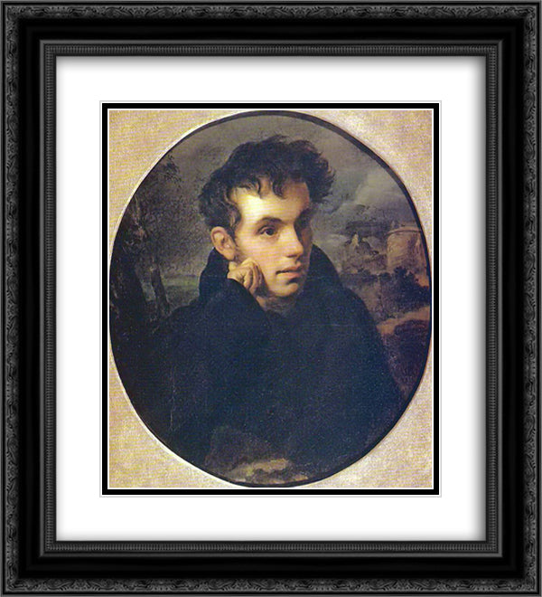 Portrait of Vasily Zhukovsky 20x22 Black Ornate Wood Framed Art Print Poster with Double Matting by Kiprensky, Orest