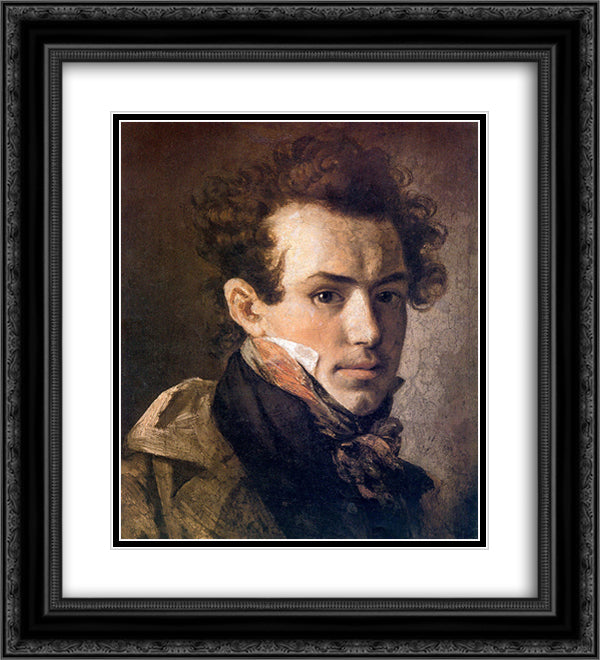 Self-portrait 20x22 Black Ornate Wood Framed Art Print Poster with Double Matting by Kiprensky, Orest