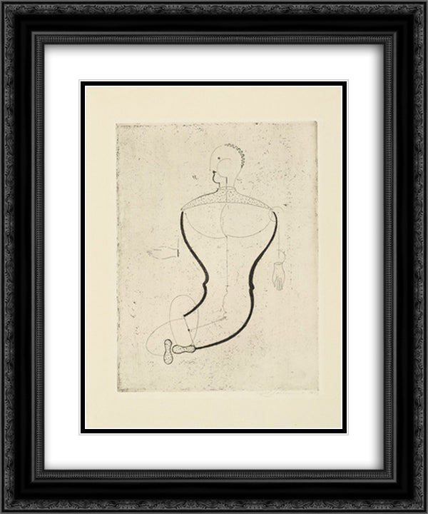 Abstract Figure, Facing Left Figure S (Abstrakte Figur, nach links Figur S) 20x24 Black Ornate Wood Framed Art Print Poster with Double Matting by Schlemmer, Oskar