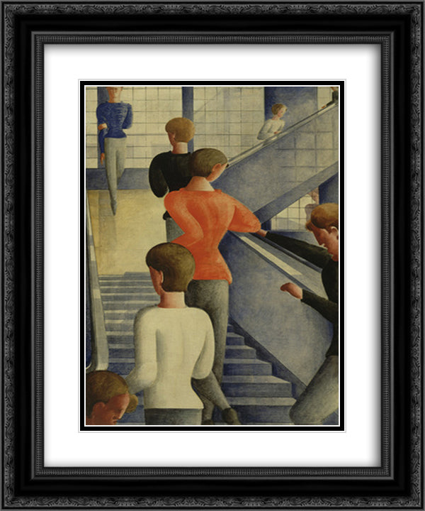 Bauhaus Stairway 20x24 Black Ornate Wood Framed Art Print Poster with Double Matting by Schlemmer, Oskar