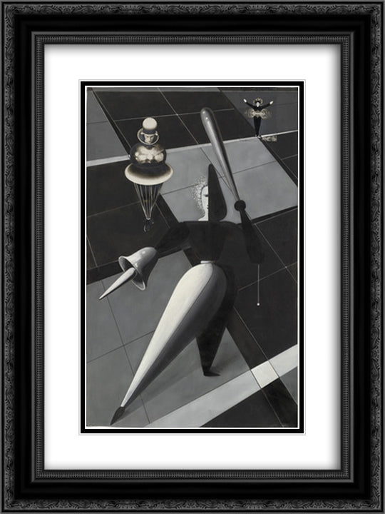 Figurines in Space Study for the Triadic Ballet 18x24 Black Ornate Wood Framed Art Print Poster with Double Matting by Schlemmer, Oskar