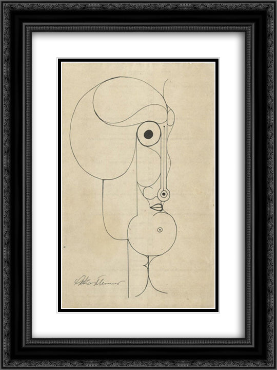Kopf 18x24 Black Ornate Wood Framed Art Print Poster with Double Matting by Schlemmer, Oskar