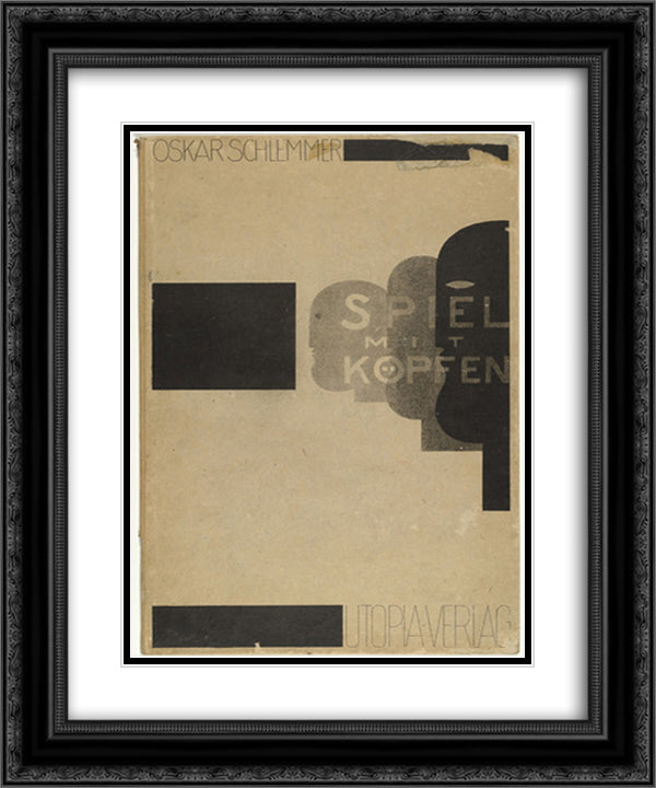 Play on Heads (Spiel mit Kopfen) 20x24 Black Ornate Wood Framed Art Print Poster with Double Matting by Schlemmer, Oskar