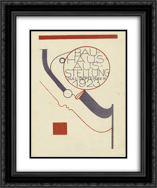 Postcard for the Bauhaus Exhibition (Postkarte fur die Bauhaus-Ausstellung) 20x24 Black Ornate Wood Framed Art Print Poster with Double Matting by Schlemmer, Oskar