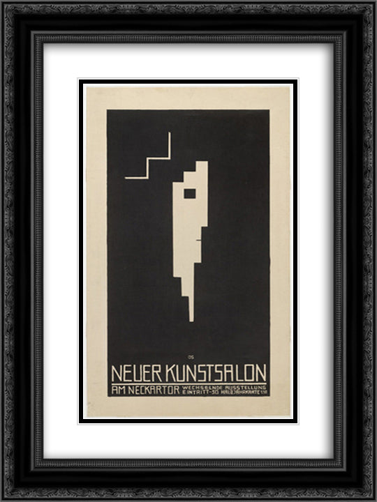 Poster for the Neuer Kunstsalon, Stuttgart (Plakat, Neuer Kunstsalon, Stuttgart) 18x24 Black Ornate Wood Framed Art Print Poster with Double Matting by Schlemmer, Oskar